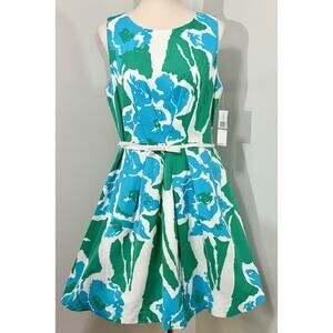 NEW Tommy Hilfiger Blue Green Sleeveless Print Dress Spring Summer Size 12 $129